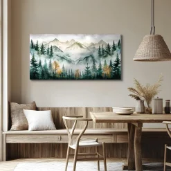 MHARTK66 Grüne Berge Leinwandbild 50x100 cm - Modernes Wandbild für Wohnzimmer