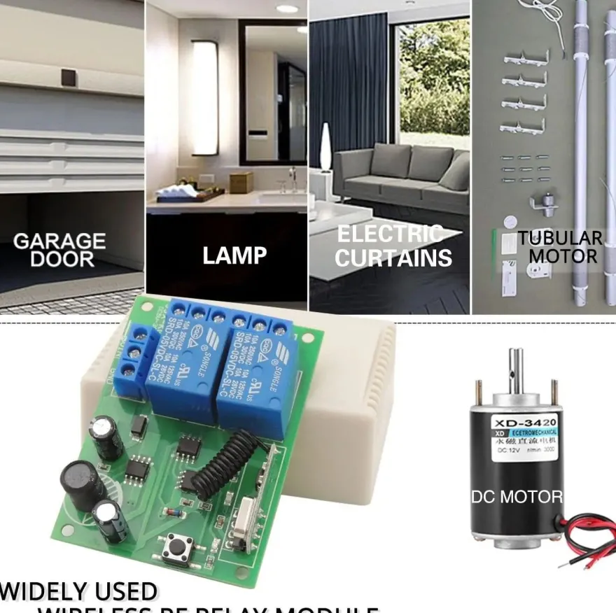 433MHz Wireless Remote Control Switch - 1CH 12V 10A Relay Receiver & 2CH Transmitter