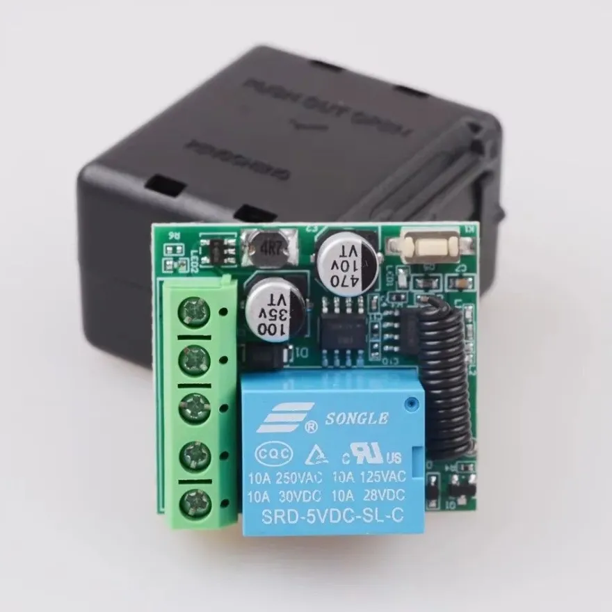 433MHz Wireless Remote Control Switch - 1CH 12V 10A Relay Receiver & 2CH Transmitter