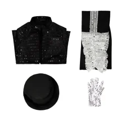 Michael Jackson Billie Jean 80er Hip Hop Kostum Kinder Jungen Cosplay Outfit Set