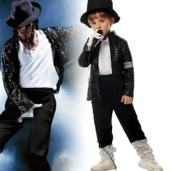 Michael Jackson Billie Jean 80er Hip Hop Kostum Kinder Jungen Cosplay Outfit Set
