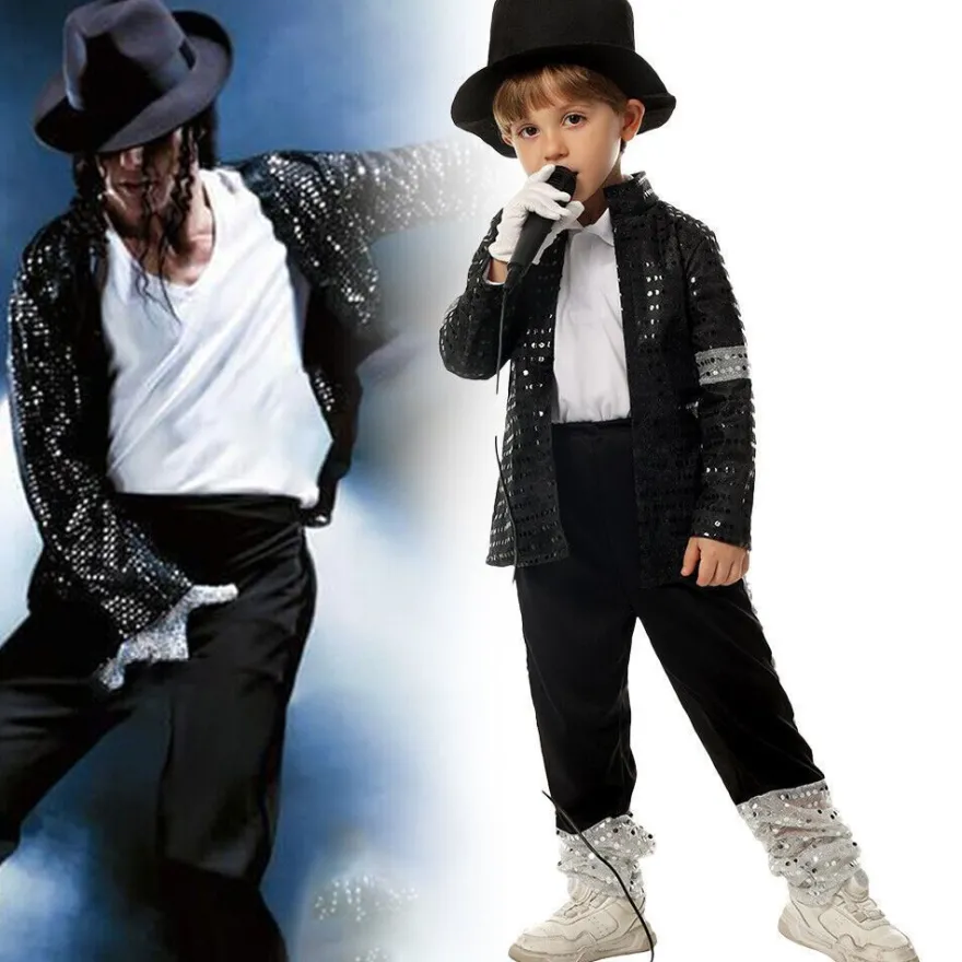 Michael Jackson Billie Jean 80er Hip Hop Kostum Kinder Jungen Cosplay Outfit Set