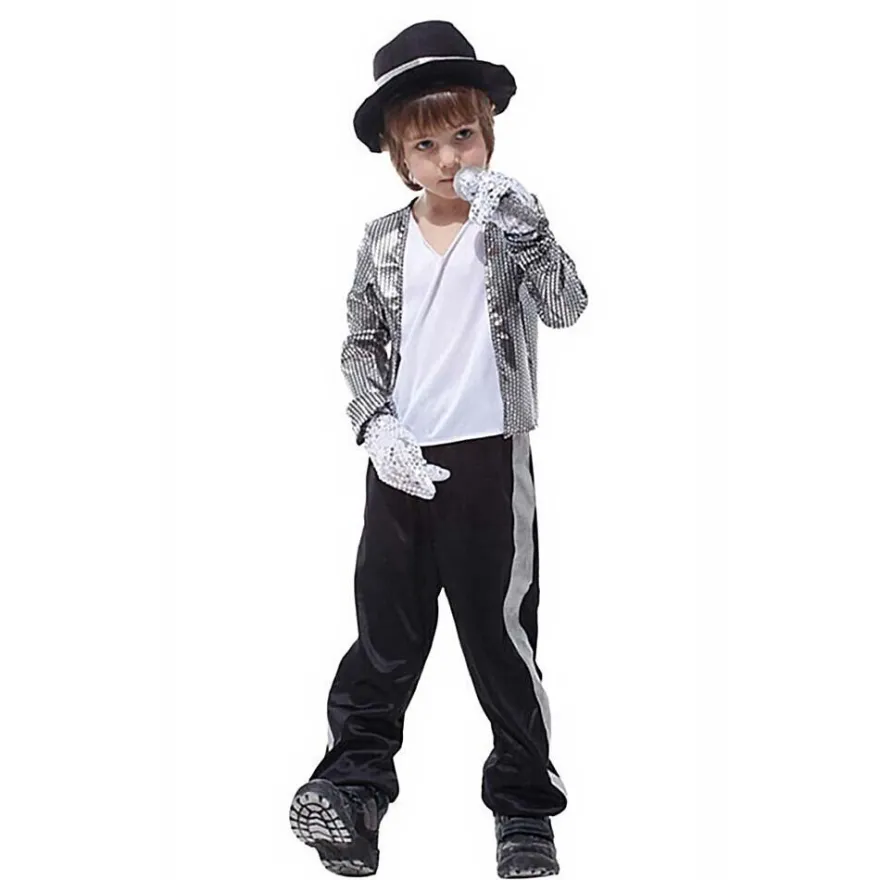 Michael Jackson Billie Jean 80er Hip Hop Kostum Kinder Jungen Cosplay Outfit Set