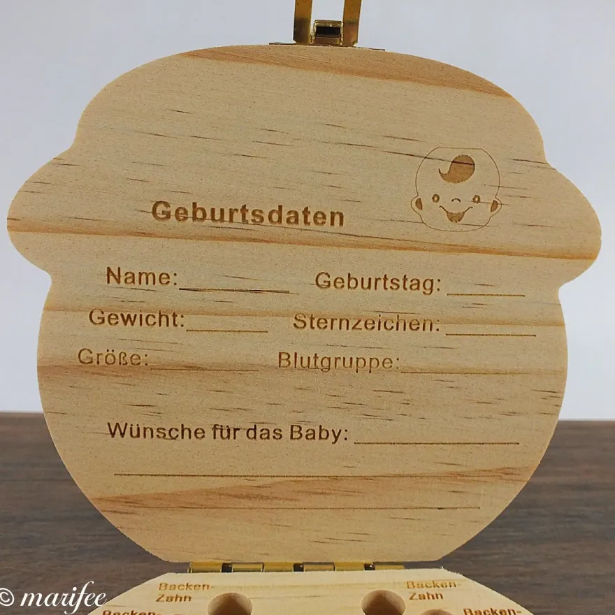 Milchzahndose für Jungen, Naturholz-Zahnbox Art.-Nr. 12200
