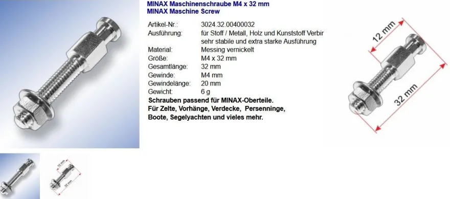 MINAX Schnellverschluss Oberteil Unterteil POM weiß Schlüssel zum Montieren