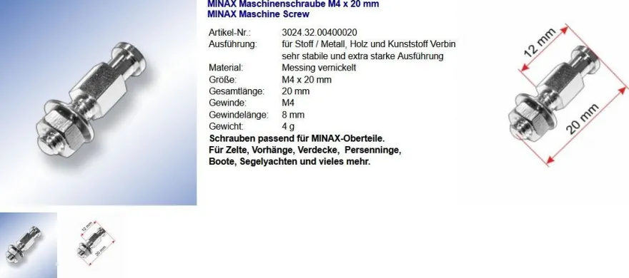 MINAX Schnellverschluss Oberteil Unterteil POM weiß Schlüssel zum Montieren
