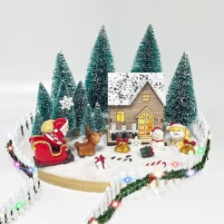 Miniatur Weihnachtszaun Holz mit LED 100x5cm Weiß - Deko Wichtel Gartenzaun