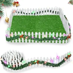 Miniatur Weihnachtszaun Holz mit LED 100x5cm Weiß - Deko Wichtel Gartenzaun
