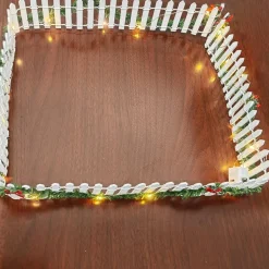 Miniatur Weihnachtszaun Holz mit LED 100x5cm Weiß - Deko Wichtel Gartenzaun