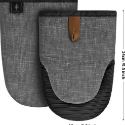 Mini Ofenhandschuhe Baumwolle Silikon Hitzebeständig - 2er Set Grau