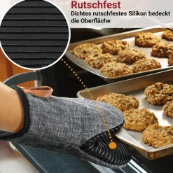Mini Ofenhandschuhe Baumwolle Silikon Hitzebeständig - 2er Set Grau