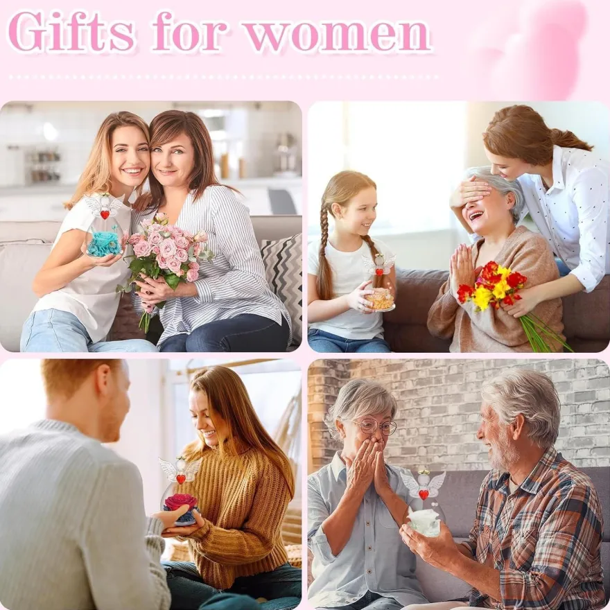 Miofula Ewige Rose Engel Figur Geschenk für Frauen, Mama, Freundin - Hellblau