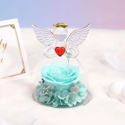 Miofula Ewige Rose Engel Figur Geschenk für Frauen, Mama, Freundin - Hellblau