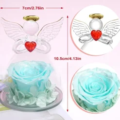 Miofula Ewige Rose Engel Figur Geschenk für Mama, Infinity Rose Schutzengel