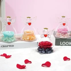 Miofula Ewige Rose Engel Figur Geschenk für Mama, Infinity Rose Schutzengel