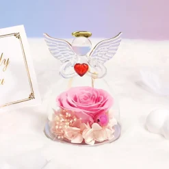 Miofula Ewige Rose Engel Geschenkbox für Mama Oma, Forever Rose im Glas Engel