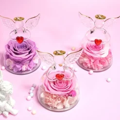 Miofula Ewige Rose Engel Geschenkbox für Mama Oma, Forever Rose im Glas Engel