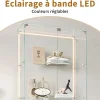 Mioosut Glasvitrine mit LED-Licht, 5 Regalen, 2 Türen, 78.5x34.5x186.5cm, Weiß