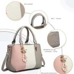 Miss Lulu Henkeltasche Multicolor Damen Citytasche Grau