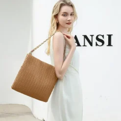 Miss Lulu Schultertasche Kamel in Lederoptik