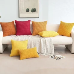MIULEE 2er Set Kissenbezüge 40x40 cm Kurkuma Kordsamt Dekokissen für Sofa und