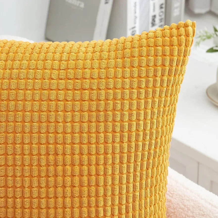MIULEE 2er Set Kissenbezüge 40x40 cm Kurkuma Kordsamt Dekokissen für Sofa und