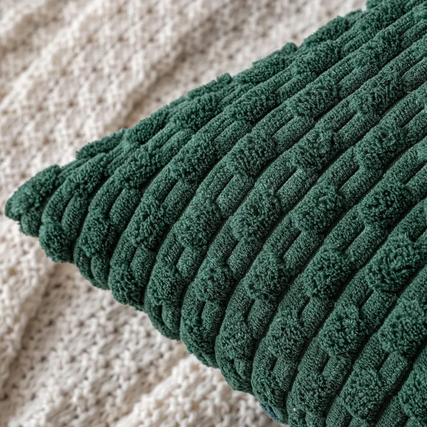 MIULEE 2er Set Kordsamt Kissenbezüge 40x40 cm Dunkelgrün - Weiche Dekokissen