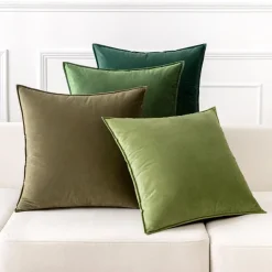 MIULEE 4er Set Samt Kissenbezüge 50x50 cm Grün Serie - Dekorative Kissenhülle