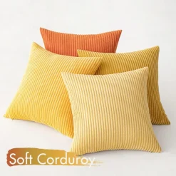 MIULEE Kordsamt Kissenbezug 4 Stück 45x45cm Gelb, Weiche Kissenhülle für Sofa