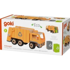 Müllwagen, Müllauto Mülllaster aus Holz, goki 55848