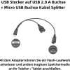 M00 Micro USB Stecker auf USB 2.0 A Buchse + Micro USB Buchse Splitter OTG Kabel 30cm