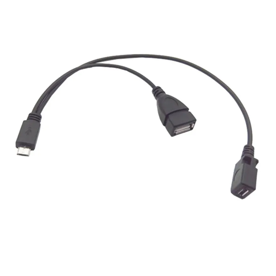 M00 Micro USB Stecker auf USB 2.0 A Buchse + Micro USB Buchse Splitter OTG Kabel 30cm