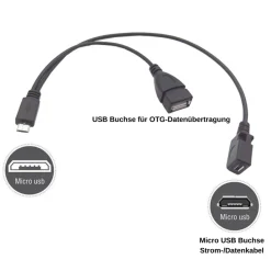 M00 Micro USB Stecker auf USB 2.0 A Buchse + Micro USB Buchse Splitter OTG Kabel 30cm