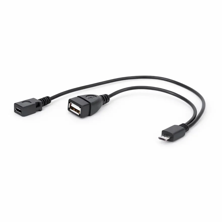 M00 Micro USB Stecker auf USB 2.0 A Buchse + Micro USB Buchse Splitter OTG Kabel 30cm