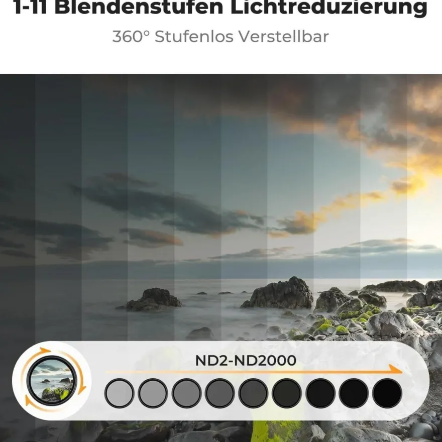 77mm Variabler ND Filter Graufilter K-Serie ND2-ND2000