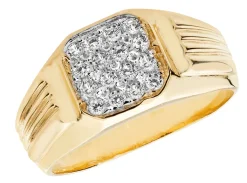 Moderner 9 ct/Karat Gelb Gold Herren - Ring mit Zirkonia (synth.)