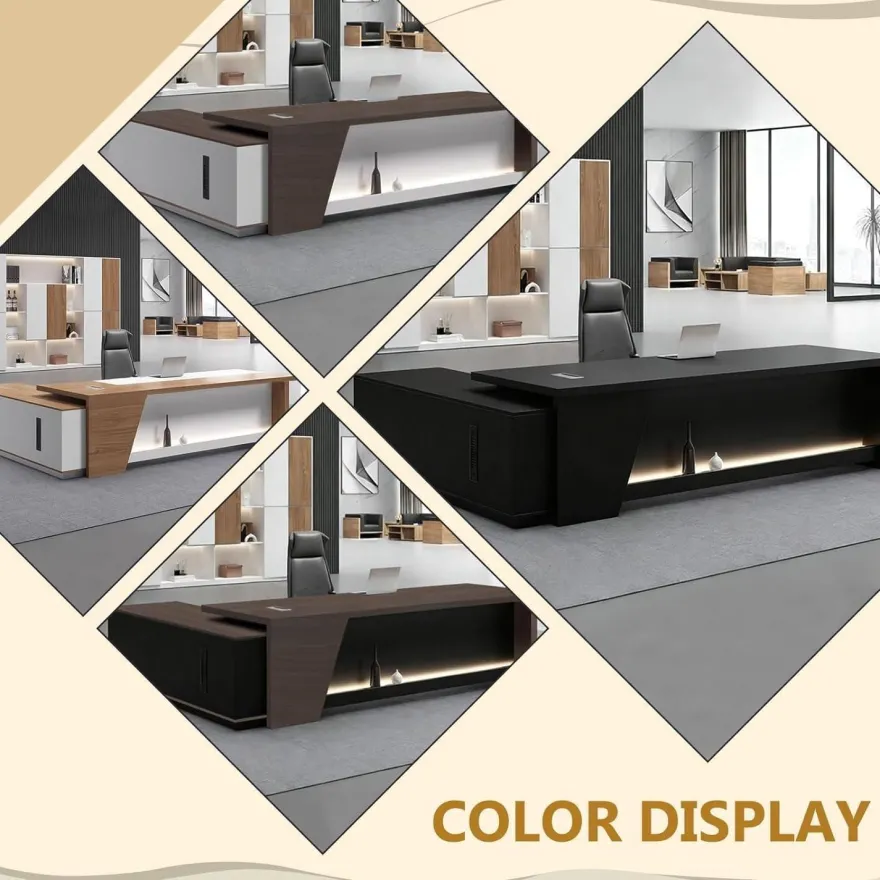 Moderner L-förmiger Schreibtisch mit Stauraum, 160x80x75cm, Schwarz-Weiß Design