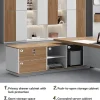 Moderner L-förmiger Schreibtisch mit Stauraum, großer Arbeitstisch für Büro und