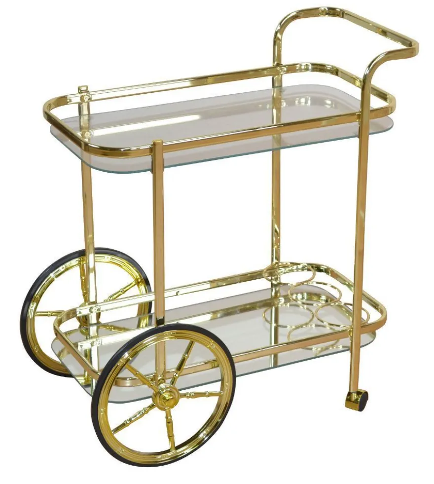 moderner Servierwagen Messingfarben Flaschenhalter Rollbar design Getränkewagen