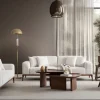 Modernes Sofa Set Creme Bouclé Elegant Lounge Design Wohnstil Neu