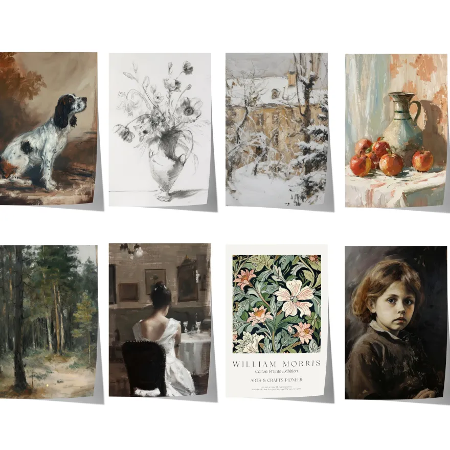 Moderne Vintage Kunst Poster · Geschenkidee · Tiere Blumen Landschaft Klassis