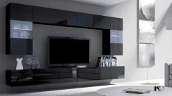 Moderne Wohnwand Calabrini-1 Wohnzimmer-Set Hängewohnwand Hochglanz 10-Farben
