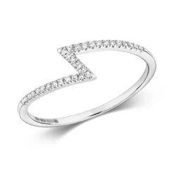 Modischer 9 Karat (375) Weißgold Diamantring Brillant-Schliff 0.06 Karat H - I1