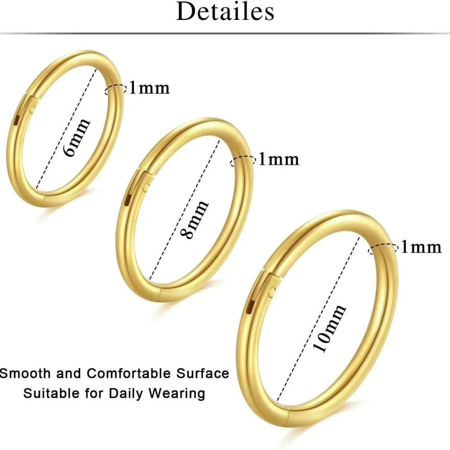 MODRSA Nasenpiercing Ring 316L Chirurgenstahl 18G Hinged Clicker Helix Conch