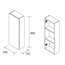 Module d'armoire Alliance 300 1 porte gauche/droite avec ouvre-pression BLANC Brillan