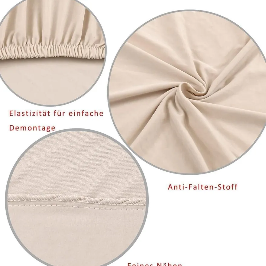 MOLVCE Stuhlhussen 6er Set, bi-Elastic Stretch Hussen für Esszimmerstühle, Beige