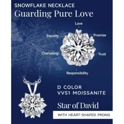 MomentWish Moissanite Halskette Damen Silber 925, 1 Karat Schneeflocke