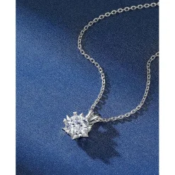 MomentWish Moissanite Halskette Damen Silber 925, 1 Karat Schneeflocke