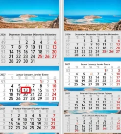 3 / 4 Monatskalender 2027 Wandkalender Fotokalender Motivkalender Kalender mit Strand