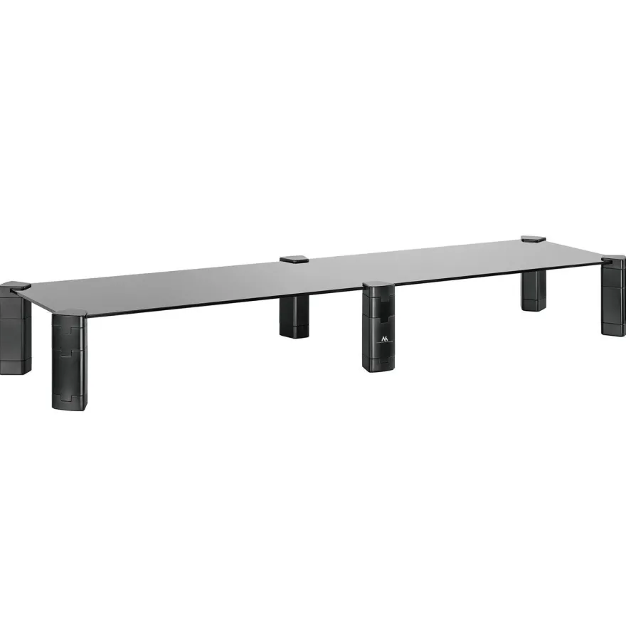 Monitorständer Ergonomischer Glas Ständer für Schreibtisch 2 Monitore Schwarz